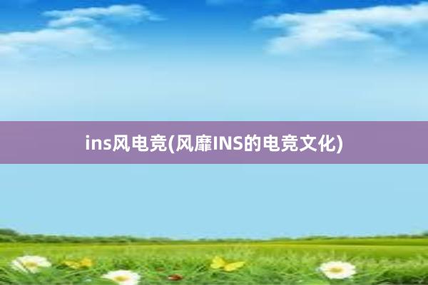 ins风电竞(风靡INS的电竞文化)