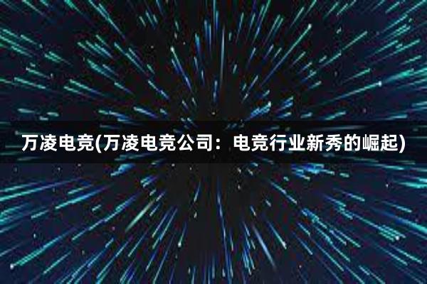 万凌电竞(万凌电竞公司：电竞行业新秀的崛起)