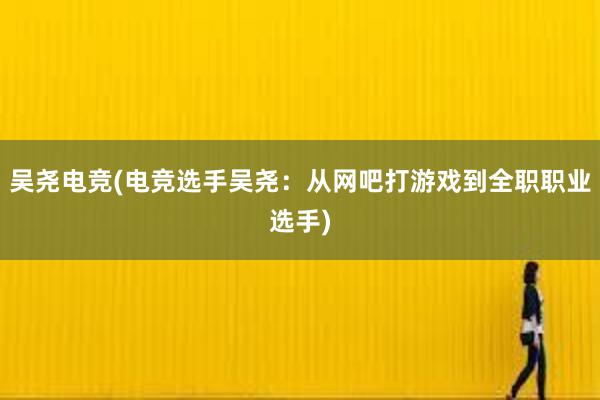 吴尧电竞(电竞选手吴尧：从网吧打游戏到全职职业选手)