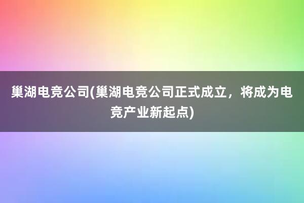 巢湖电竞公司(巢湖电竞公司正式成立，将成为电竞产业新起点)