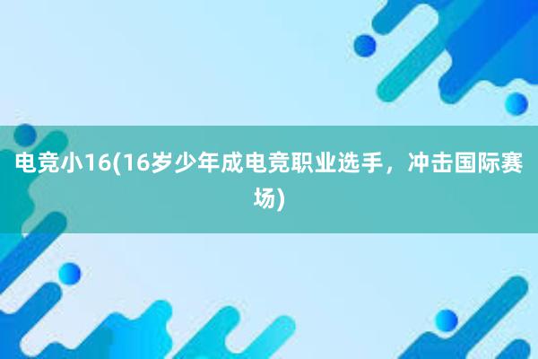 电竞小16(16岁少年成电竞职业选手，冲击国际赛场)