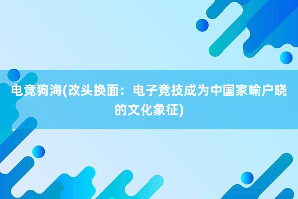 电竞狗海(改头换面：电子竞技成为中国家喻户晓的文化象征)