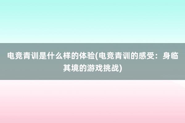 电竞青训是什么样的体验(电竞青训的感受：身临其境的游戏挑战)