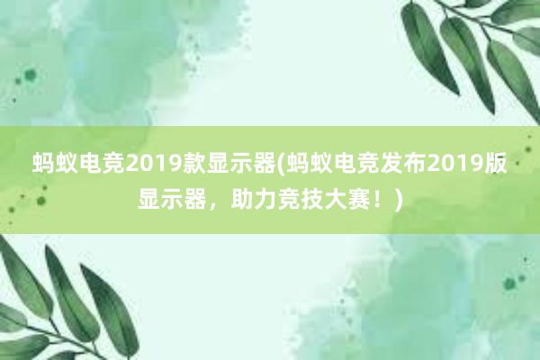 蚂蚁电竞2019款显示器(蚂蚁电竞发布2019版显示器，助力竞技大赛！)