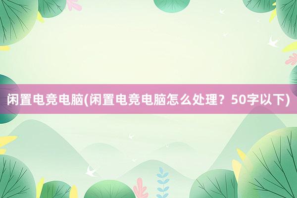 闲置电竞电脑(闲置电竞电脑怎么处理？50字以下)