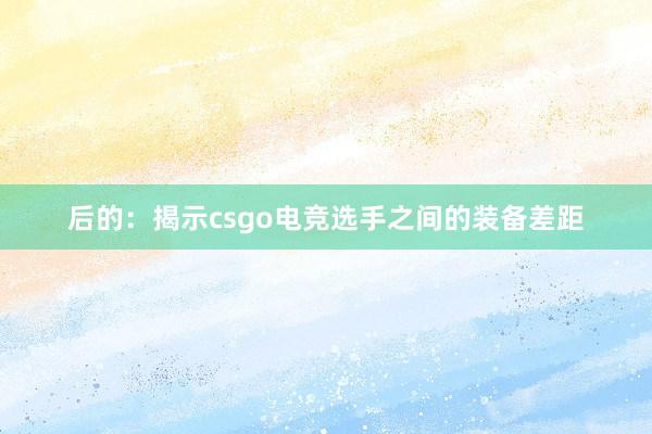 后的：揭示csgo电竞选手之间的装备差距