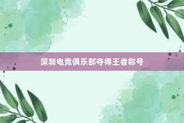 深圳电竞俱乐部夺得王者称号