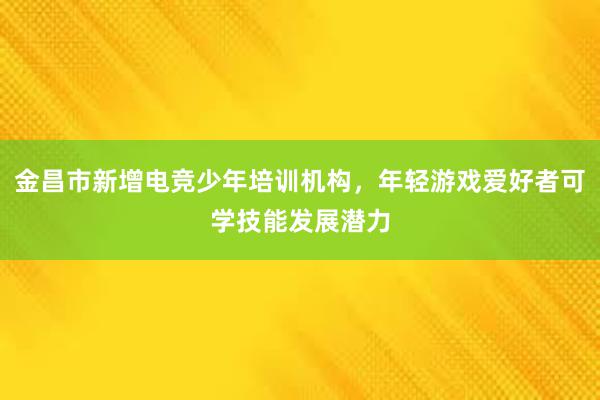 金昌市新增电竞少年培训机构，年轻游戏爱好者可学技能发展潜力